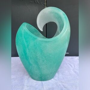 Large Daum France Pate De Verre Art Glass Vase, the Wave Signed and Rare
